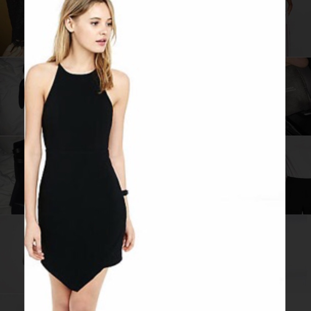 EXPRESS NWOT halter asymmetrical mini dress